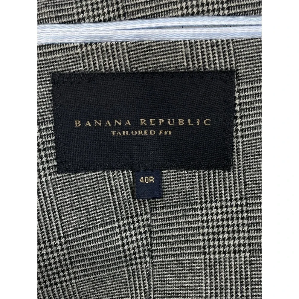 Banana Republic Blazer Mens 40R Plaid 100% Cotton 2-Button Single Breast Lined
